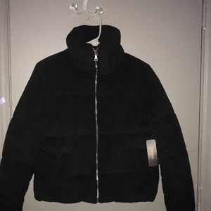 Black suede puffer jacket